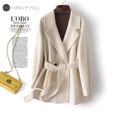 全羊毛呢大衣中长款西装领小个子