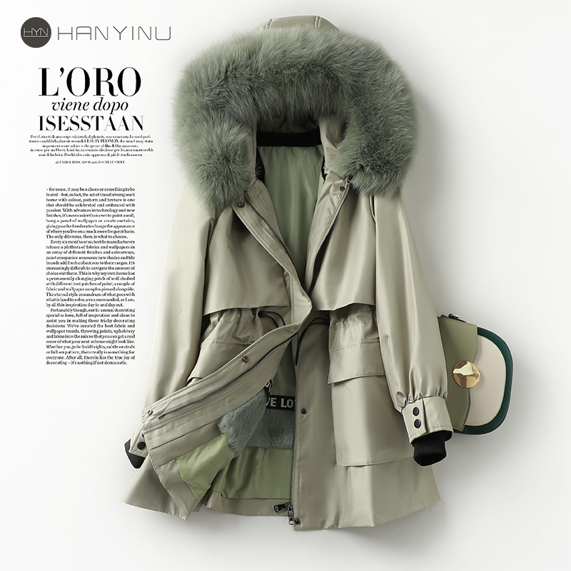 女连帽皮草大衣内胆外套派克服