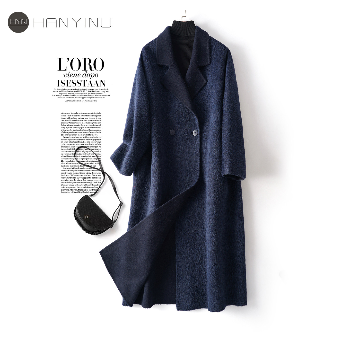 高级感毛呢大衣女长款西装领廓形宽松时尚2025新款冬季外套双面呢