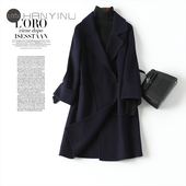 宽松2025年秋冬新款 双面呢非羊绒大衣女士中长款 韩版 全羊毛呢外套