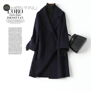 双面呢非羊绒大衣女士中长款韩版宽松2025年秋冬新款全羊毛呢外套