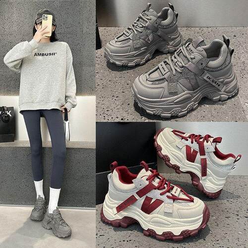 真皮厚底老爹鞋女2026春秋新款