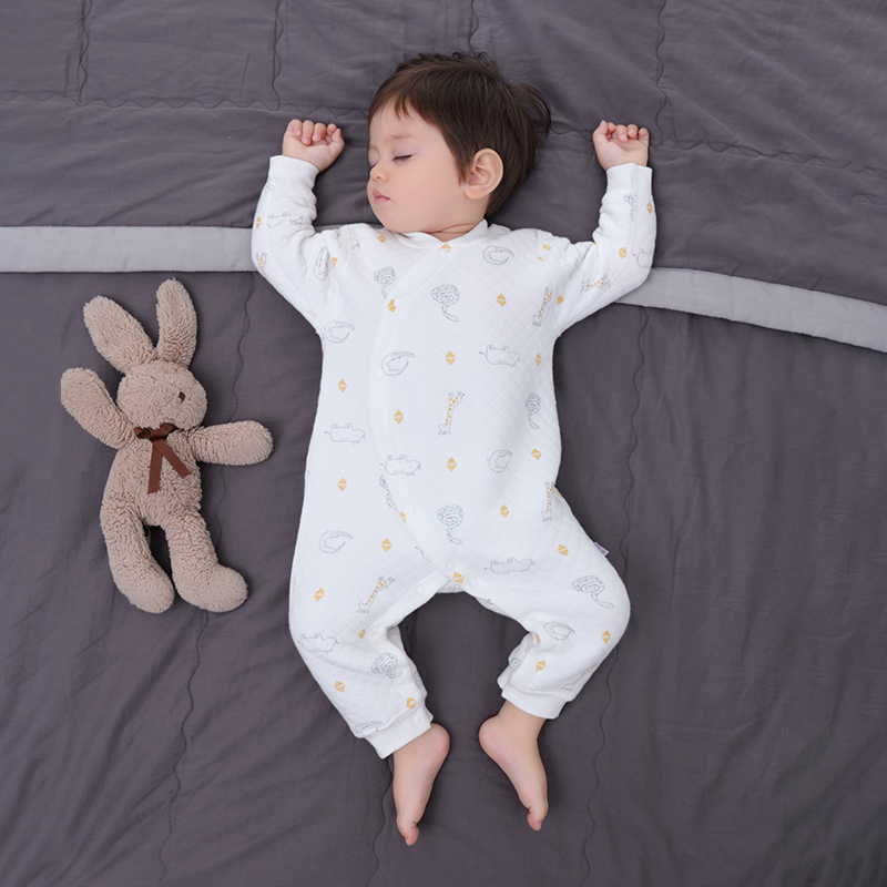 新生婴儿衣秋装纯棉保暖宝宝爬服