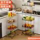 不锈钢厨房夹缝置物架冰箱侧边果蔬菜收纳架落地多功能移动小推车