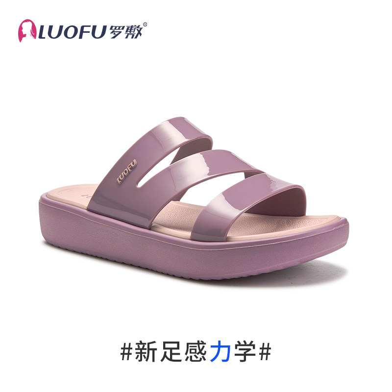 罗敷LUOFU新款拖鞋女士凉拖鞋防滑外穿室内时尚百搭罗马厚底凉鞋