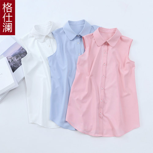 格仕澜春夏新款韩范上衣无袖衬衫