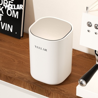 VEELAR桌面垃圾桶高颜值迷你摇盖小号办公室卧室床头客厅2025新款