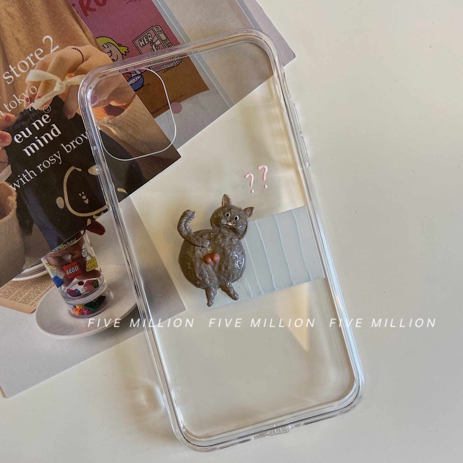 手工定制猫屁屁奶油胶手机壳