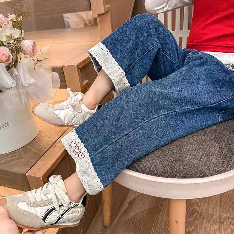 女童牛仔裤秋季2025新款洋气儿童宽松直筒裤春秋宝宝韩版阔腿长裤,童装/婴儿装/亲子装,儿童牛仔裤,淘宝优惠券,粉丝福利购,淘宝优惠卷