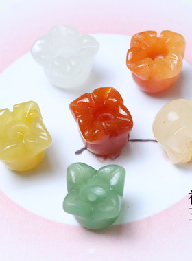 10mm黄玉风铃花天然黄龙玉散珠玉石饰品配件金丝玉批发多色可选