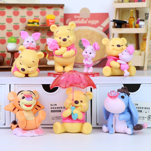 可爱卡通维尼小熊眺跳虎公仔桌面摆件女生礼物扭蛋玩具手办礼物