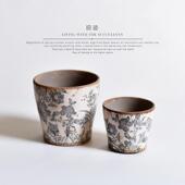 旧迹 地中海做旧阳台花盆玉兰素花纹冰裂陶瓷小碎花柠檬陶盆 欧式