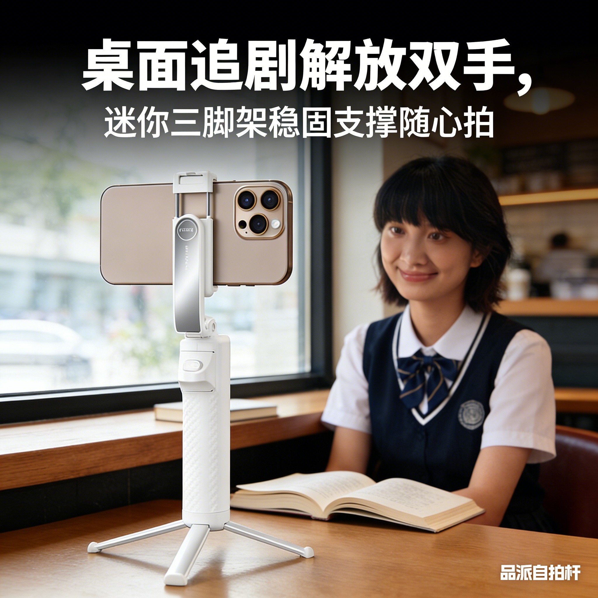 迷你三脚架自拍杆手机支架稳固支撑旅游便携式360度旋转落地手持拍照手柄vlog拍摄蓝牙拍照拍摄小巧户外伸缩