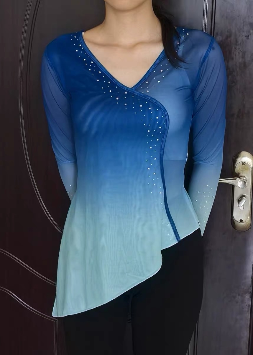 古典舞服舞蹈纱衣身韵练功服中国舞蹈女上衣飘逸加钻艺考集训班服