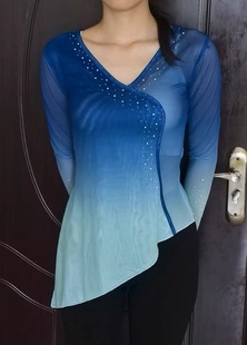 古典舞服舞蹈纱衣身韵练功服中国舞蹈女上衣飘逸加钻艺考集训班服