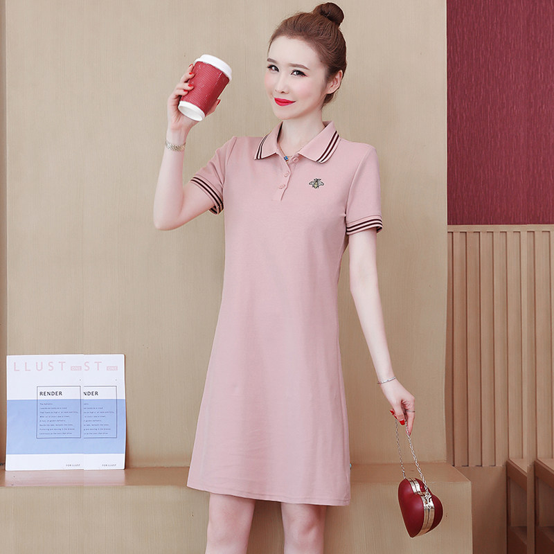 polo连衣裙女夏装幼儿园老师园服运动裙小个子休闲大码直筒T恤裙