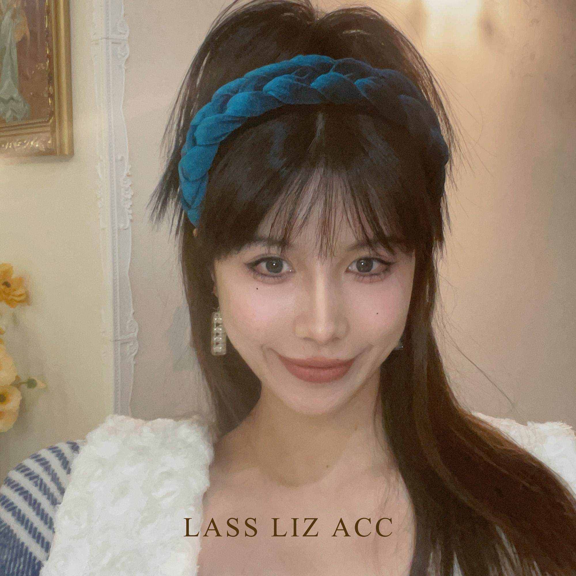 LASS LIZ宽版超仙可爱2025糖果色秋冬时髦名媛丝绒辫子发箍发卡
