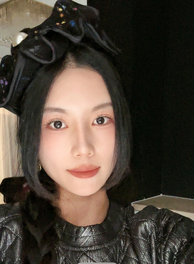 LASS LIZ原创设计发卡2025秋冬新款法式名媛黑色侧蝴蝶结头箍日常