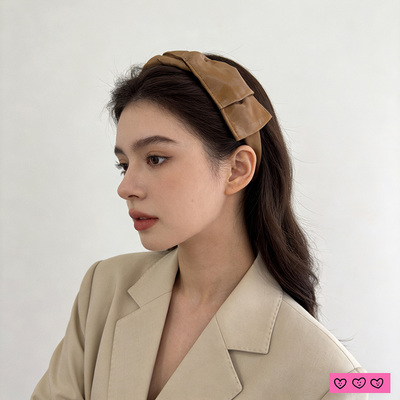 原创设计2026复古纯色皮质头箍