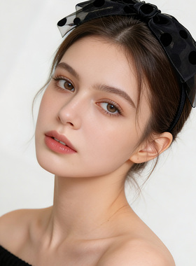 LASS LIZ原创设计发卡2026新款黑色波点网纱蝴蝶结头箍日常通勤