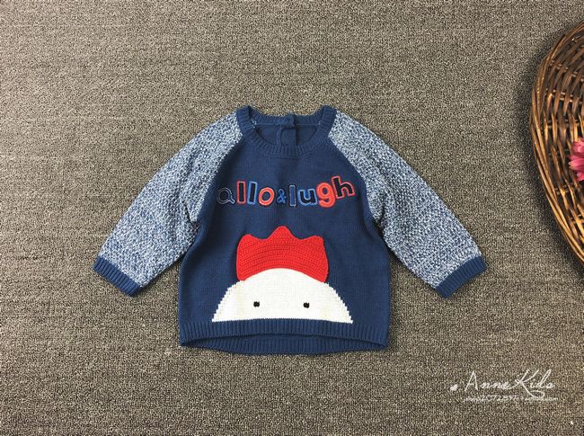 2018春 插袖娃娃头背扣 韩国原单男童婴幼针织套头毛衣