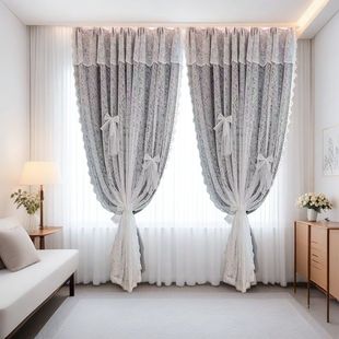 女孩房间法式浪漫公主风卧室专用窗帘遮光2025新款高级感双层带纱