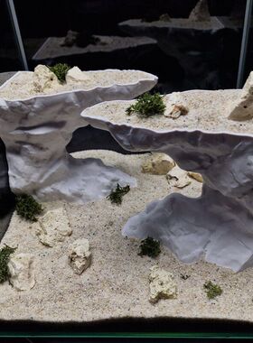 跨境水族鱼缸造景装饰摆件Cave21水草植物固定盆爬宠缸水陆两用