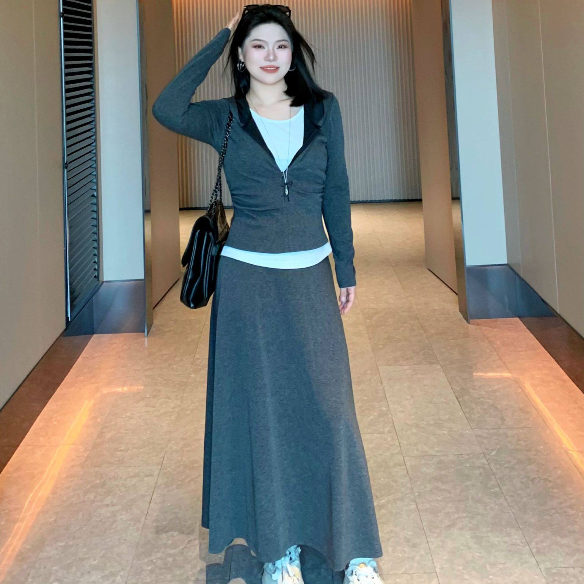 ARSENE【山野栀子】秋季mm慵懒休闲假两件连帽半裙大码套装-S1400,女装/女士精品,大码套装,淘宝优惠券,粉丝福利购,淘宝优惠卷