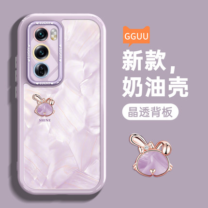 洛可可水钻兔适用OPPOReno12手机壳Reno12pro新款11保护套oppo的9全包tpu曲屏10硅胶8高级感7防摔6系列5外女