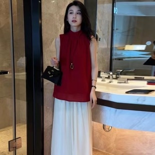 两件套 简约时尚 衬衫 上衣套装 女阔腿裙裤