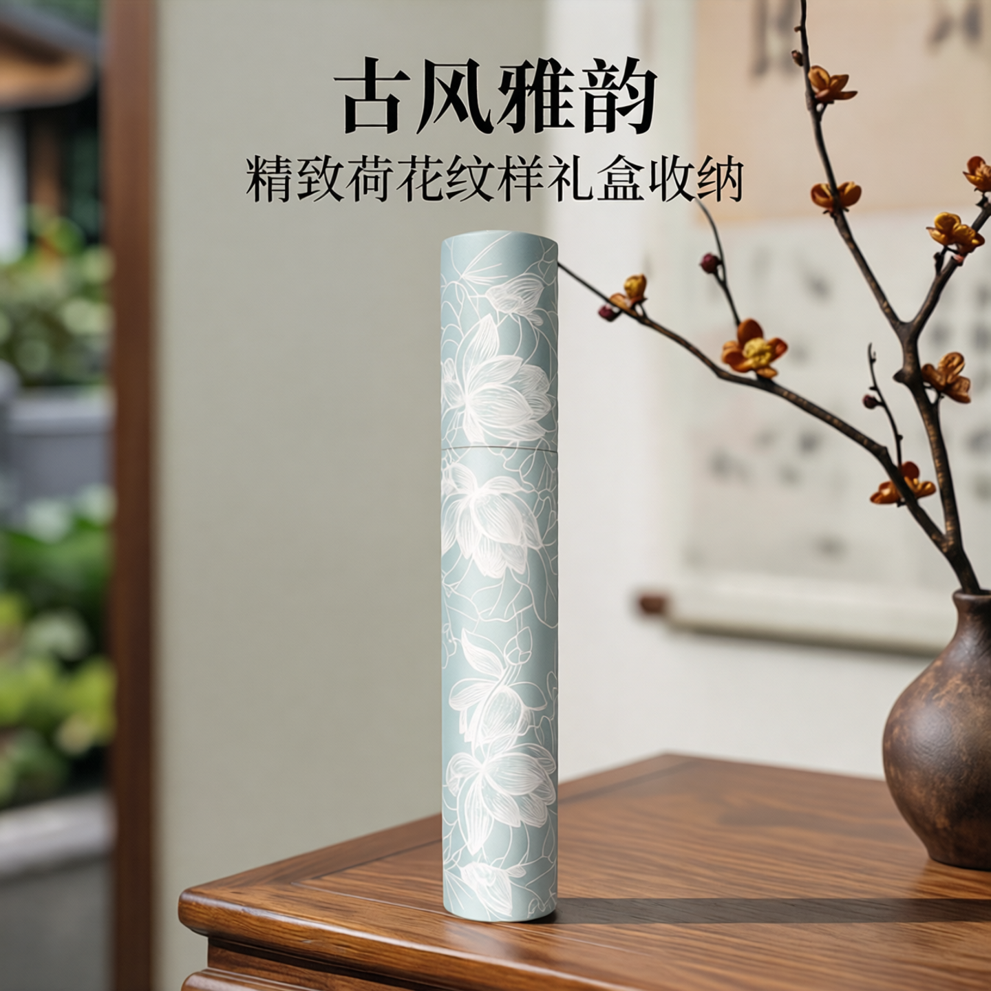 扇子礼盒折扇盒荷花折扇收纳盒包装盒子古风中国风女扇可定制logo