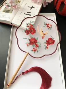 结婚团扇婚礼秀禾中国风刺绣团扇子宫扇汉服拍照古风忆红妆舞蹈扇