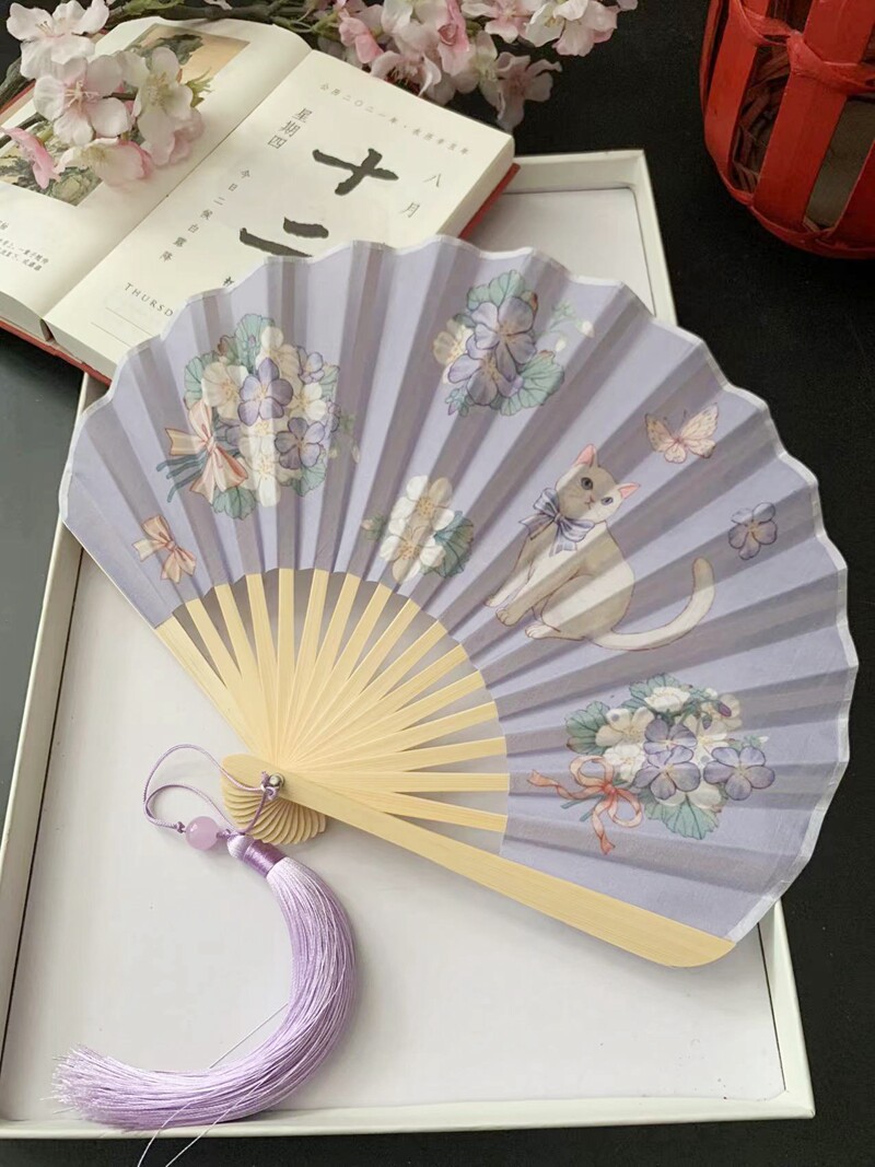 贝壳扇日式和风棉布折扇可爱迷你小扇子夏季便携折叠扇汉服和服女_虎窝淘