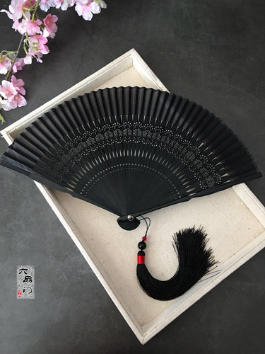 古风扇子折扇暗黑色舞蹈扇全竹