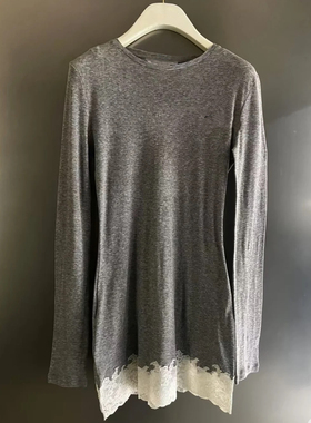 M家必入浅U一下高版本不起球叠穿King纯欲打底衫白色灰色蕾丝拼接