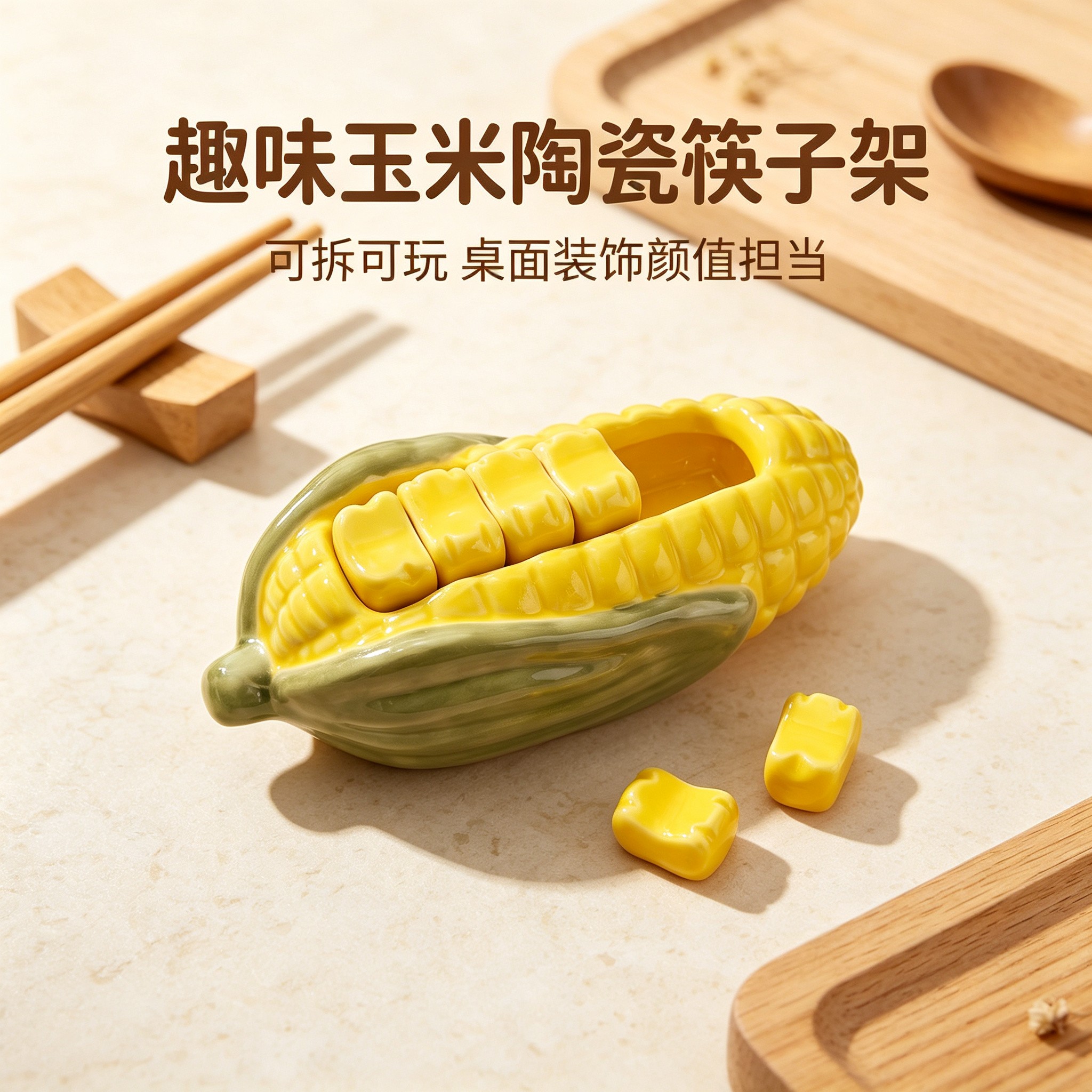 创意陶瓷筷子拖套装汤匙枕家用