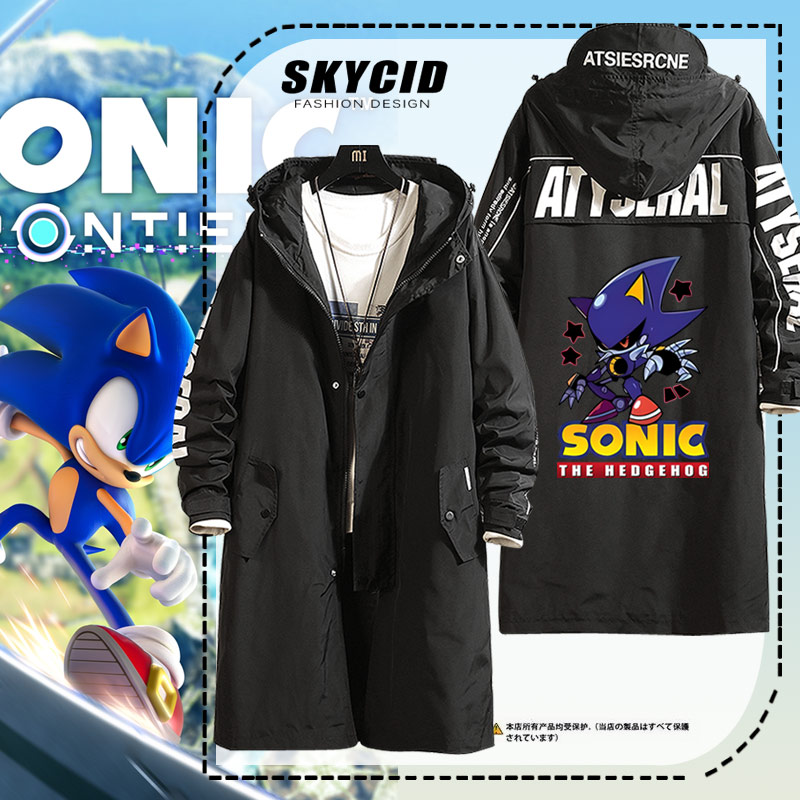 刺猬索尼克卡通周边中长款风衣男