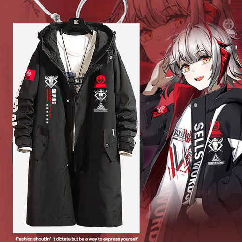 明日周边二次元动漫W游戏连帽夹克方舟中长款风衣男士外套衣服jl
