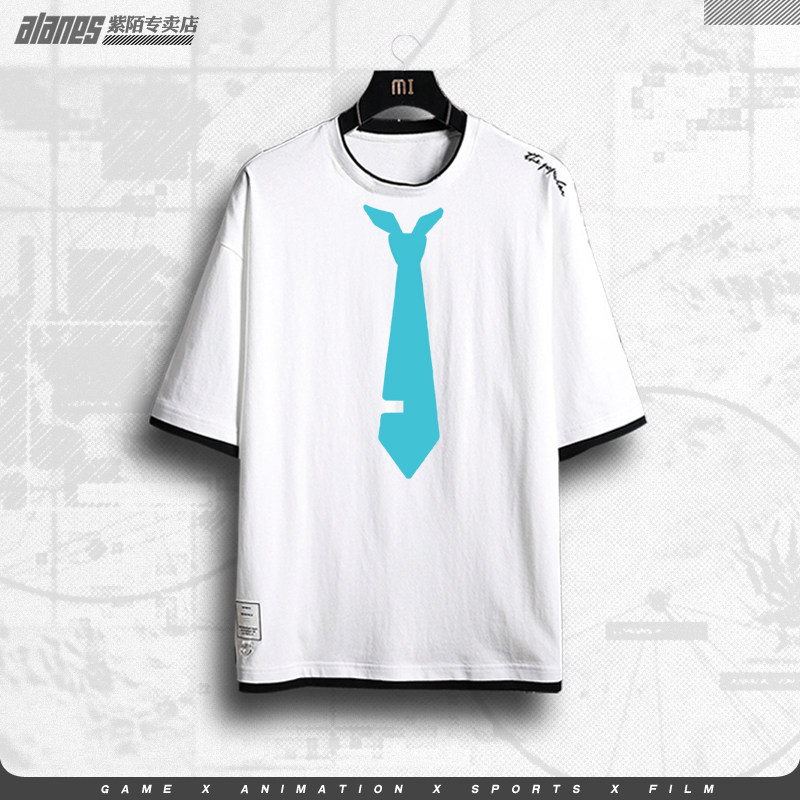 初音未来 miku洛天依动漫周边假两件T恤短袖衣服青少年学生潮流