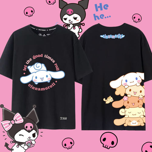 Kuromi玉桂狗联名t恤男女夏上衣ins三丽鸥短袖库洛米衣服jl