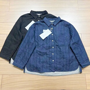 牛仔棉布面料绗缝棉服女2026冬季新款Polo领夹棉保暖棉衣宽松外套