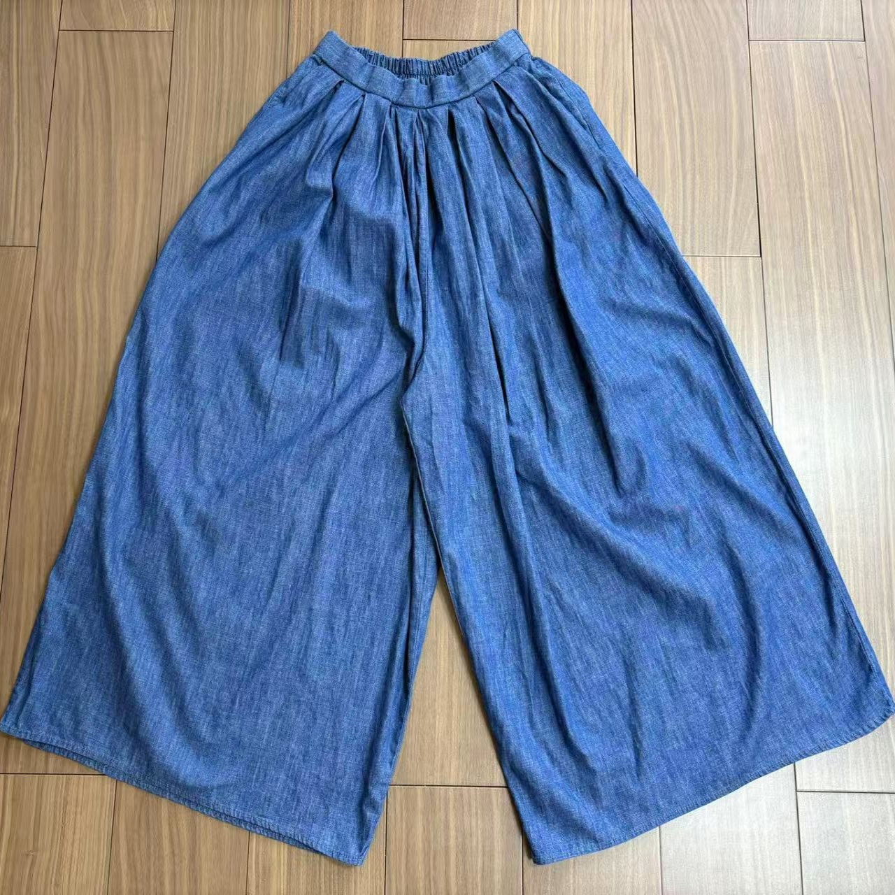 日单薄款高腰牛仔裙裤女2025夏季新款纯棉半松紧腰阔腿裤休闲长裤
