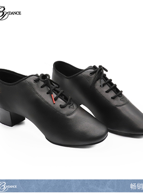 JustBDdance贝蒂拉丁舞鞋男士两点底黑色透气舞蹈鞋B401-1