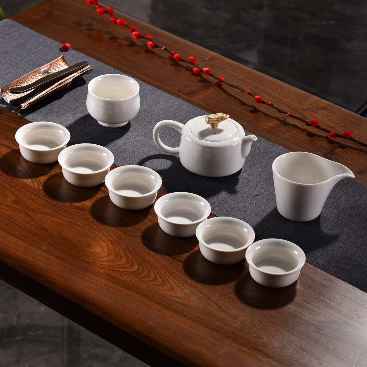 功夫茶具套装茶壶礼盒装大师作品伴手礼泡茶杯子白瓷五行论茶10头