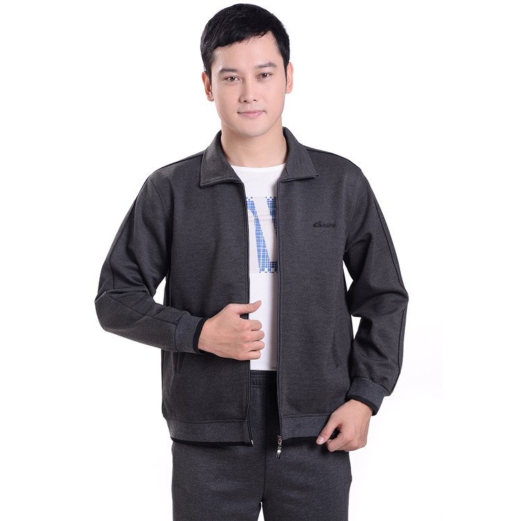 春秋款中老年男士运动上衣 运动套装加肥加大宽松休闲爸爸装肥佬