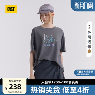 T恤商场同款 CAT卡特25夏季 风短袖 宽松山系工装 女士户外美式