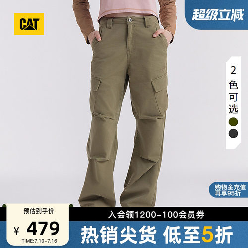 CAT卡特春季女士户外美式直筒微阔伞兵裤工装长裤商场同款