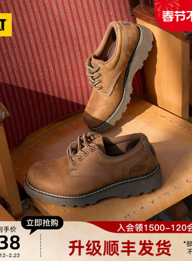 CAT卡特秋冬新款男士固特异工装鞋低帮休闲鞋皮鞋圆头德比鞋