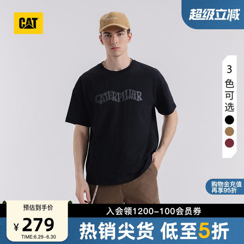 CAT卡特夏季男士户外落肩袖圆领宽松T恤复古工装短袖商场同款