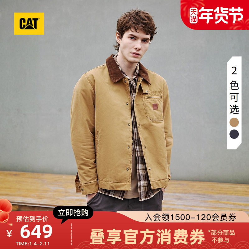卡特25秋冬新品男士皮质贴布口袋底特律工装灯芯绒翻领棉服外套,男装,棉衣,淘宝优惠券,粉丝福利购,淘宝优惠卷